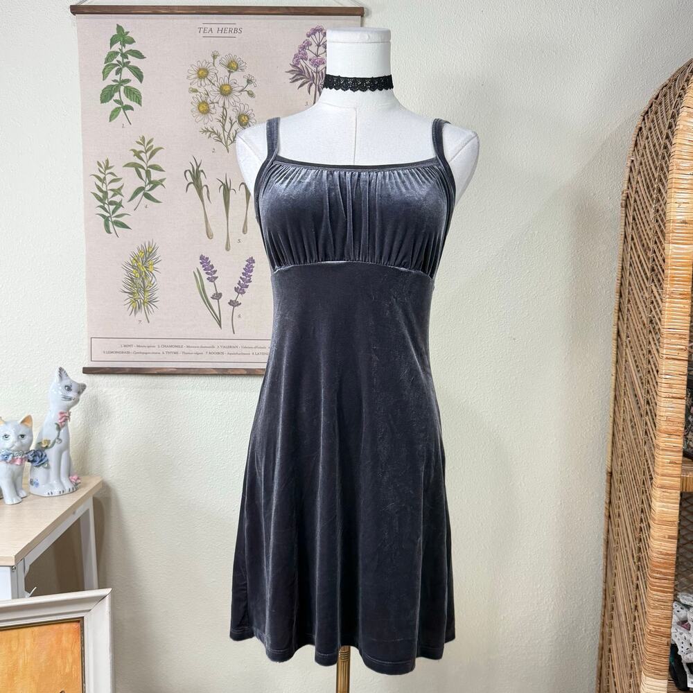 Vtg 90s Y2k Velvet Babydoll Mini Dress Gloomy Coquette Romantic Morute Dolly S